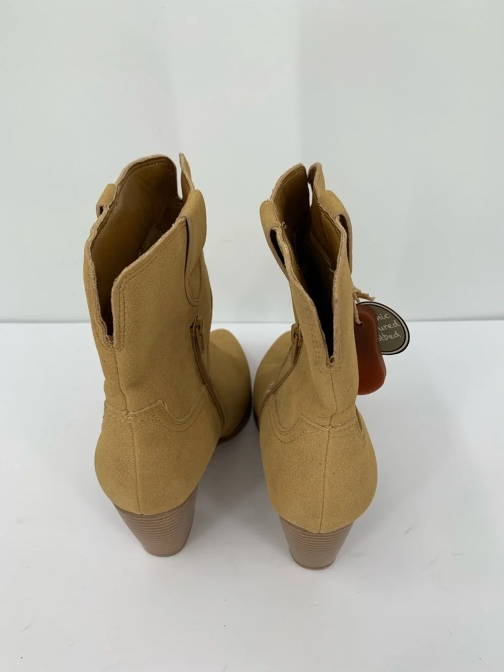 MIA Marnie Western cowboy ankle boots heel tan faux suede shoe women new 8.5